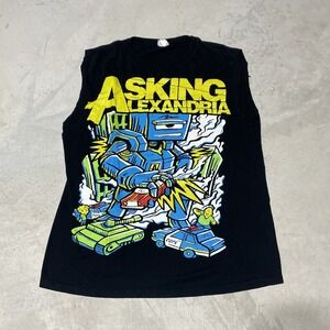 Asking Alexandria Shirt Men's Large Black Graphic Band Tee Rock Metal Back Hit